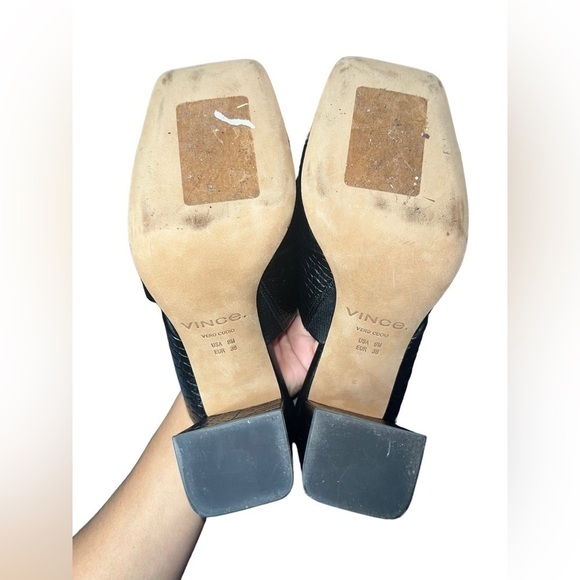 VINCE Nelda Cutout Black Square Toe Slide Sandal - Picture 7 of 8